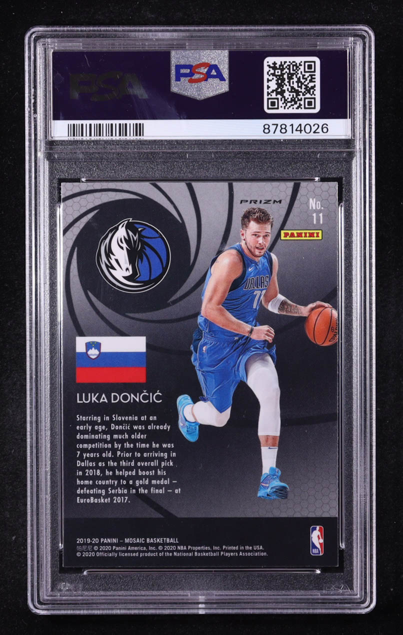 Luka Doncic 2019-20 Panini Mosaic International Men of Mastery Fast Break Silver #11 (PSA 9) at PristineAuction.com Luka Doncic 2019-20 Panini Mosaic International Men of Mastery Fast Break Silver #11 (PSA 9) at PristineAuction.com