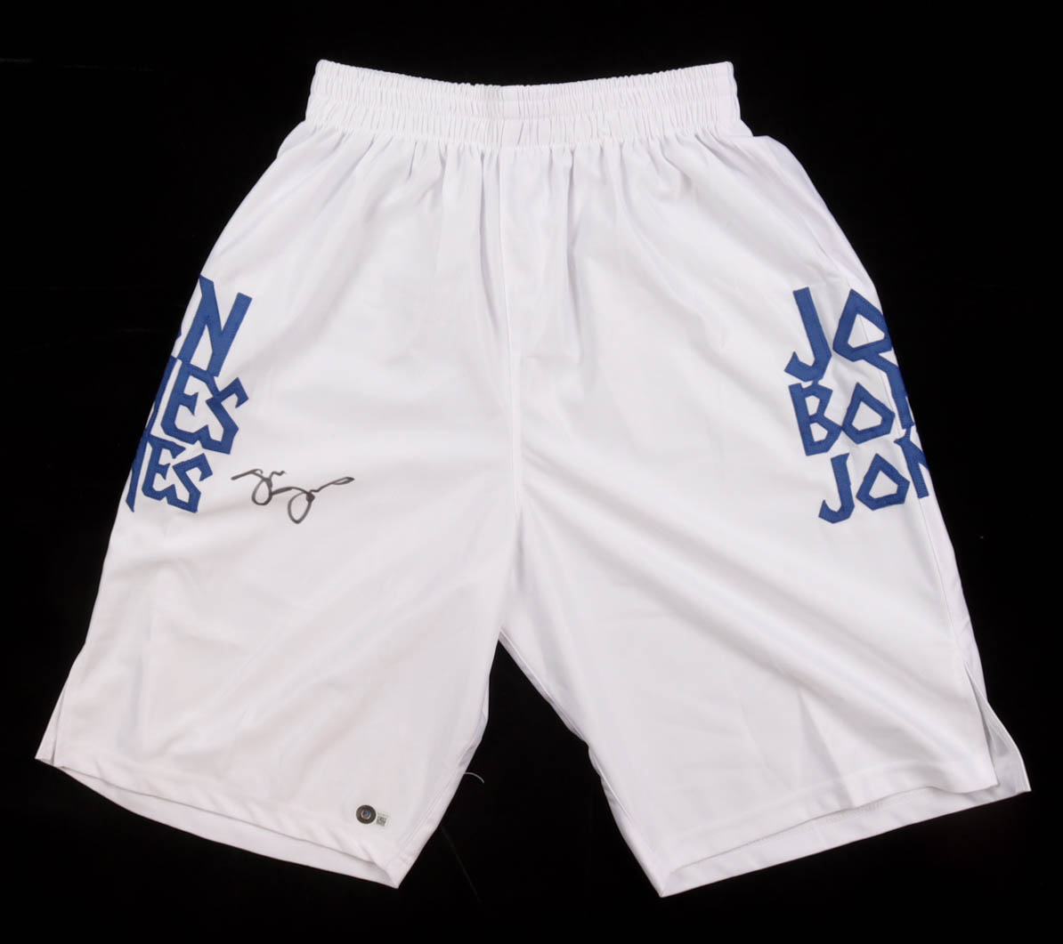 Jon "Bones" Jones Signed Boxing Trunks (Beckett) at PristineAuction.com Jon "Bones" Jones Signed Boxing Trunks (Beckett) at PristineAuction.com