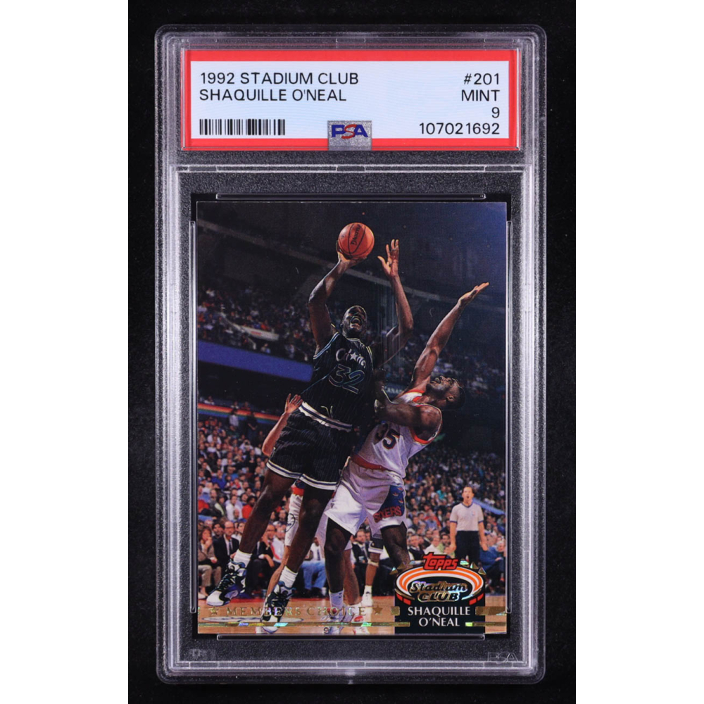 Shaquille O'Neal 1992 Stadium Club #201 RC (PSA 9) at PristineAuction.com