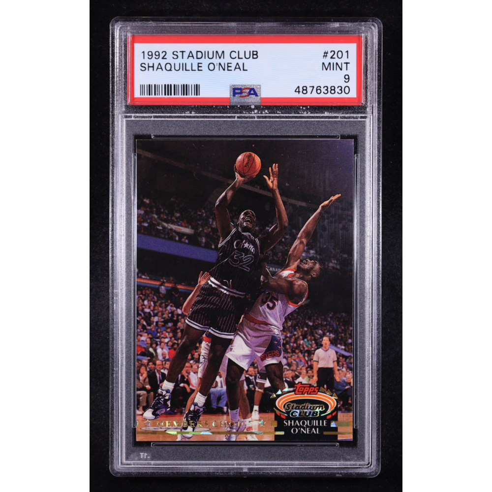 Shaquille O'Neal 1992 Stadium Club #201 RC (PSA 9) at PristineAuction.com