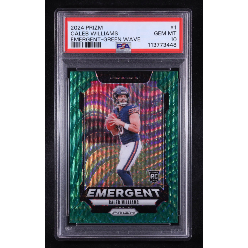 Caleb Williams 2024 Panini Emergent Green Wave Prizm #1 RC (PSA 10) at PristineAuction.com