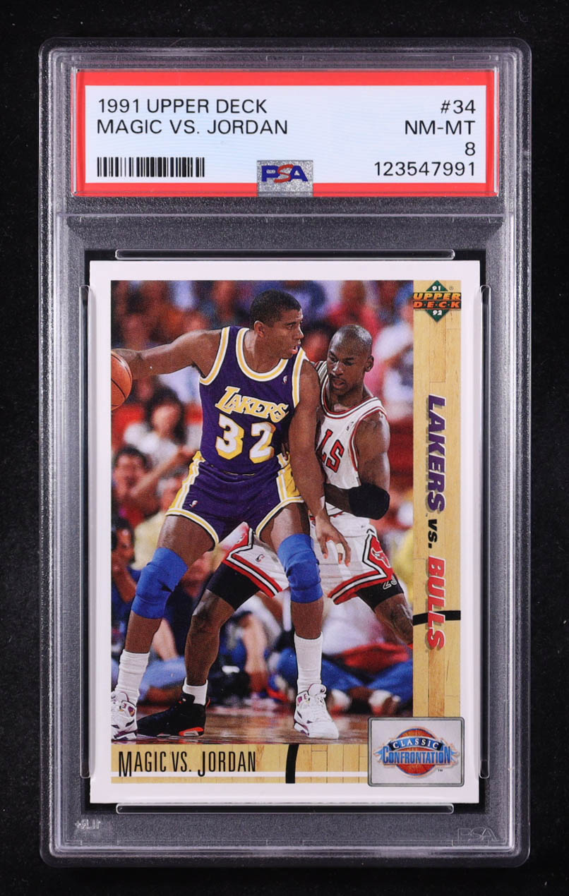 Magic Johnson / Michael Jordan 1991-92 Upper Deck #34 (PSA 8) at PristineAuction.com Magic Johnson / Michael Jordan 1991-92 Upper Deck #34 (PSA 8) at PristineAuction.com