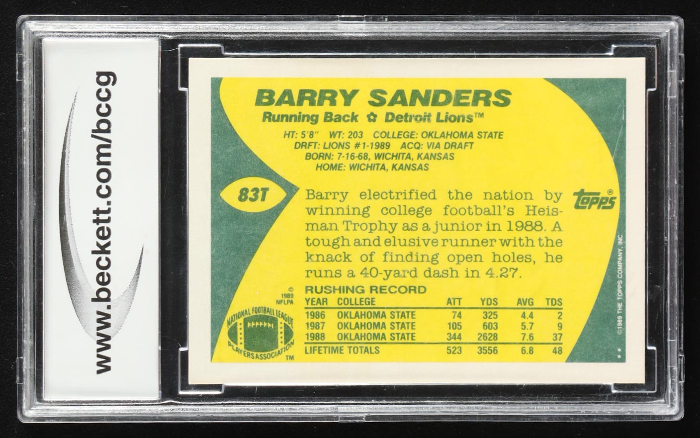 Barry Sanders 1989 Topps Traded #83T RC (BCCG 10) at PristineAuction.com Barry Sanders 1989 Topps Traded #83T RC (BCCG 10) at PristineAuction.com