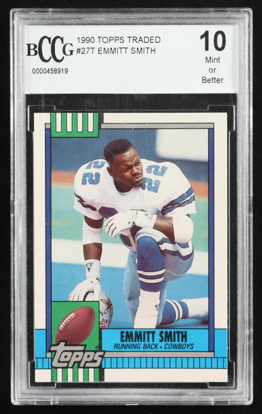 Emmitt Smith 1990 Topps Traded #27T RC (BCCG 10) at PristineAuction.com Emmitt Smith 1990 Topps Traded #27T RC (BCCG 10) at PristineAuction.com