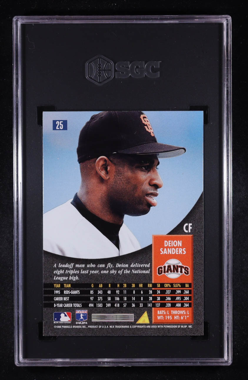 Deion Sanders 1996 Pinnacle #25 (SGC 9) at PristineAuction.com Deion Sanders 1996 Pinnacle #25 (SGC 9) at PristineAuction.com