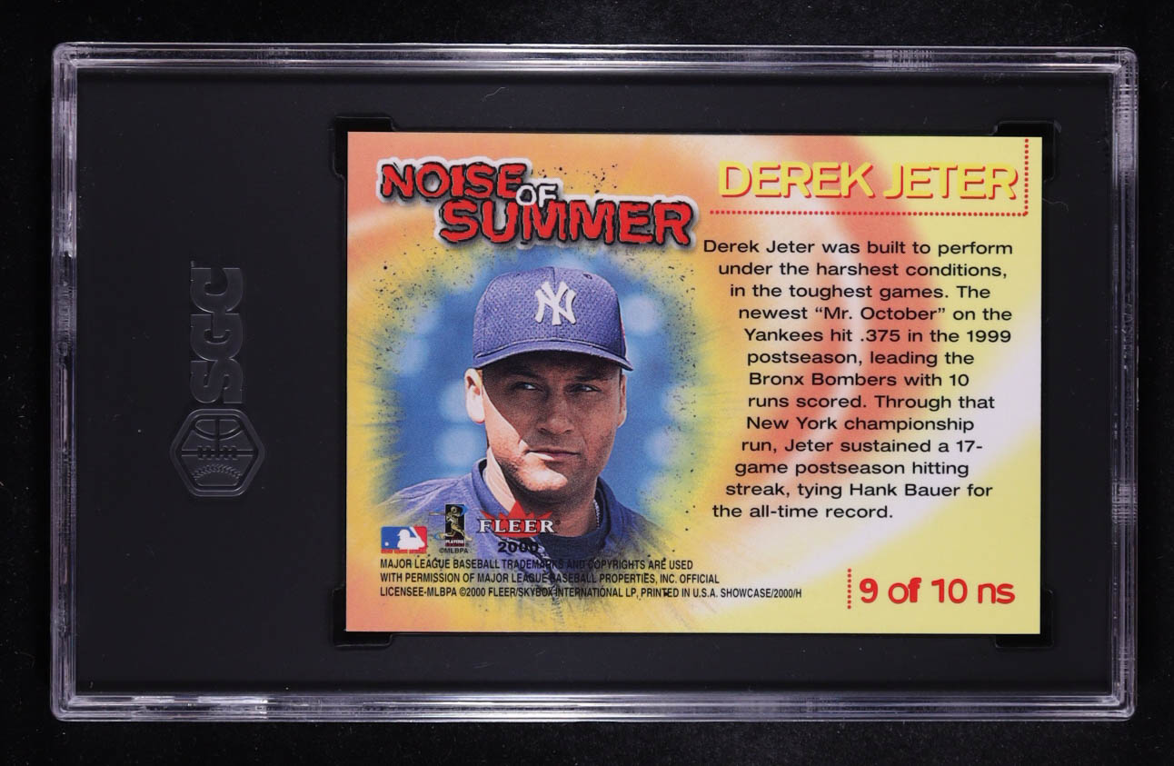 Derek Jeter 2000 Fleer Showcase Noise of Summer #9NS (SGC 10) at PristineAuction.com Derek Jeter 2000 Fleer Showcase Noise of Summer #9NS (SGC 10) at PristineAuction.com