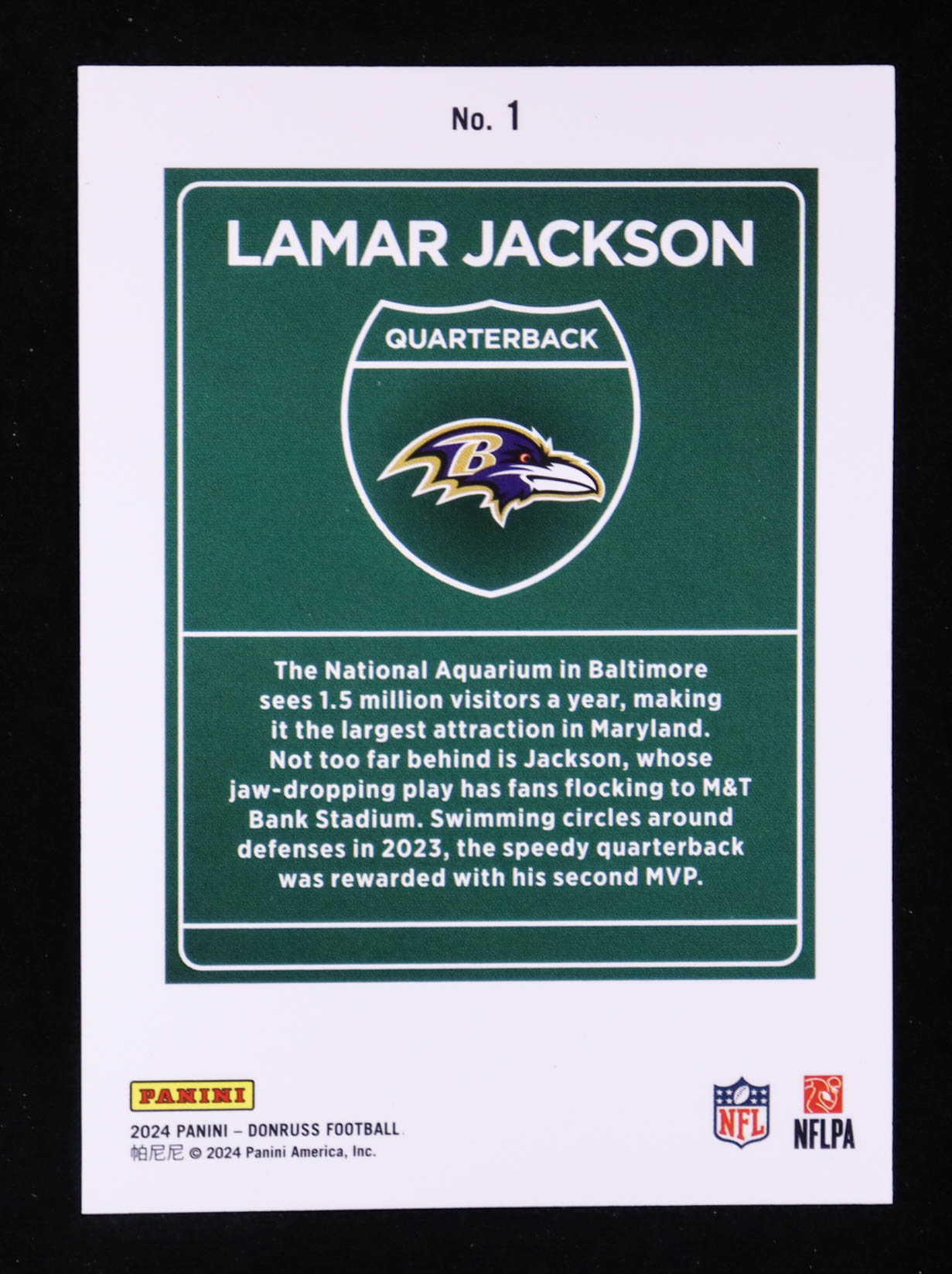 Lamar Jackson 2024 Donruss Downtown #1 at PristineAuction.com Lamar Jackson 2024 Donruss Downtown #1 at PristineAuction.com