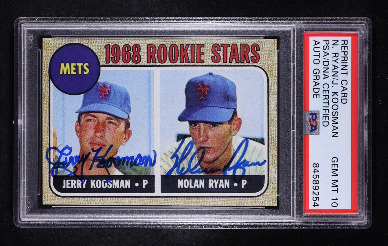 Jerry Koosman / Nolan Ryan Signed 1968 Topps Mets' Rookie Stars #177 RC (PSA | Autograph Graded PSA 10) at PristineAuction.com Jerry Koosman / Nolan Ryan Signed 1968 Topps Mets' Rookie Stars #177 RC (PSA | Autograph Graded PSA 10) at PristineAuction.com