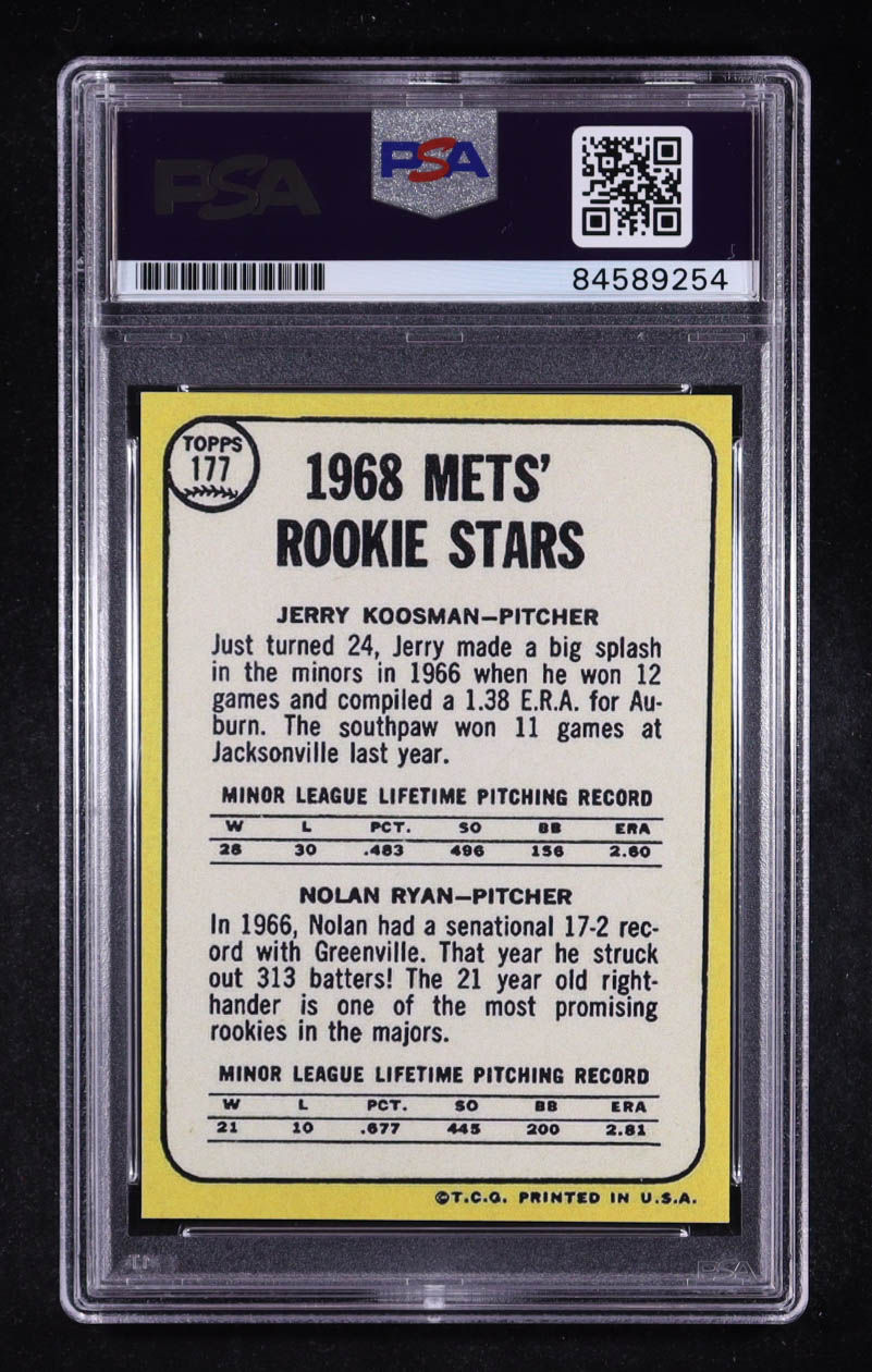 Jerry Koosman / Nolan Ryan Signed 1968 Topps Mets' Rookie Stars #177 RC (PSA | Autograph Graded PSA 10) at PristineAuction.com Jerry Koosman / Nolan Ryan Signed 1968 Topps Mets' Rookie Stars #177 RC (PSA | Autograph Graded PSA 10) at PristineAuction.com
