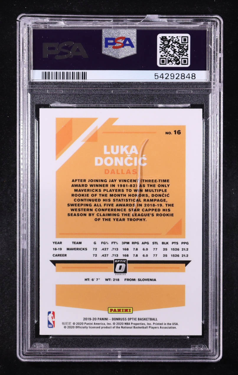 Luka Doncic 2019-20 Donruss Optic #16 (PSA 9) at PristineAuction.com Luka Doncic 2019-20 Donruss Optic #16 (PSA 9) at PristineAuction.com