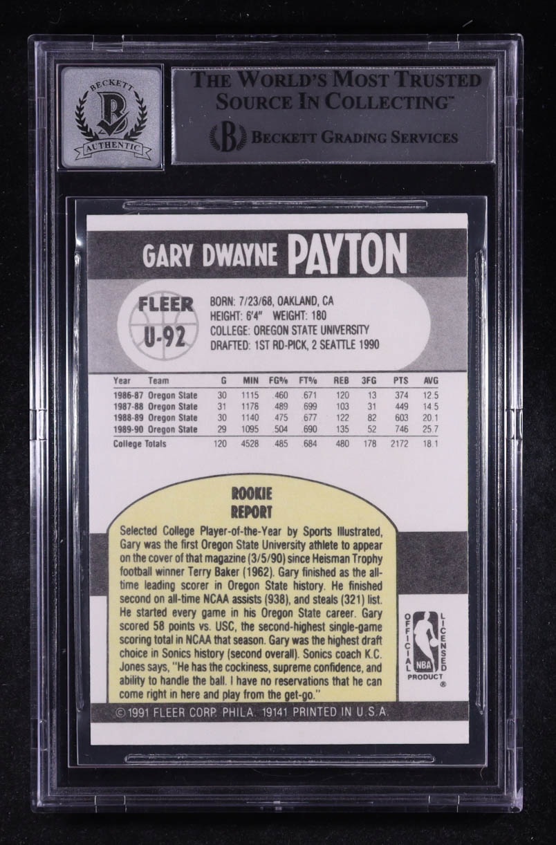Gary Payton Signed 1990-91 Fleer Update #U-92 RC (BGS | Autograph Graded BGS 10) at PristineAuction.com Gary Payton Signed 1990-91 Fleer Update #U-92 RC (BGS | Autograph Graded BGS 10) at PristineAuction.com