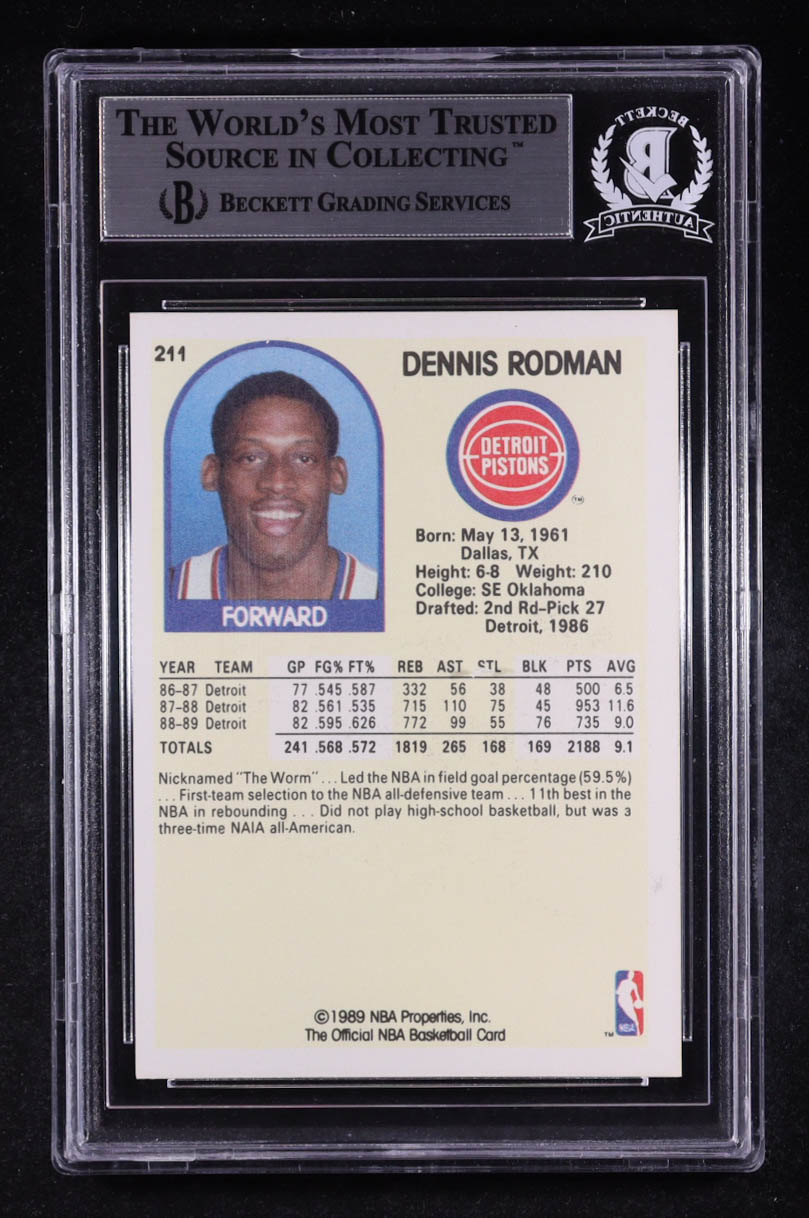 Dennis Rodman Signed 1989-90 NBA Hoops #211 (BGS) at PristineAuction.com Dennis Rodman Signed 1989-90 NBA Hoops #211 (BGS) at PristineAuction.com