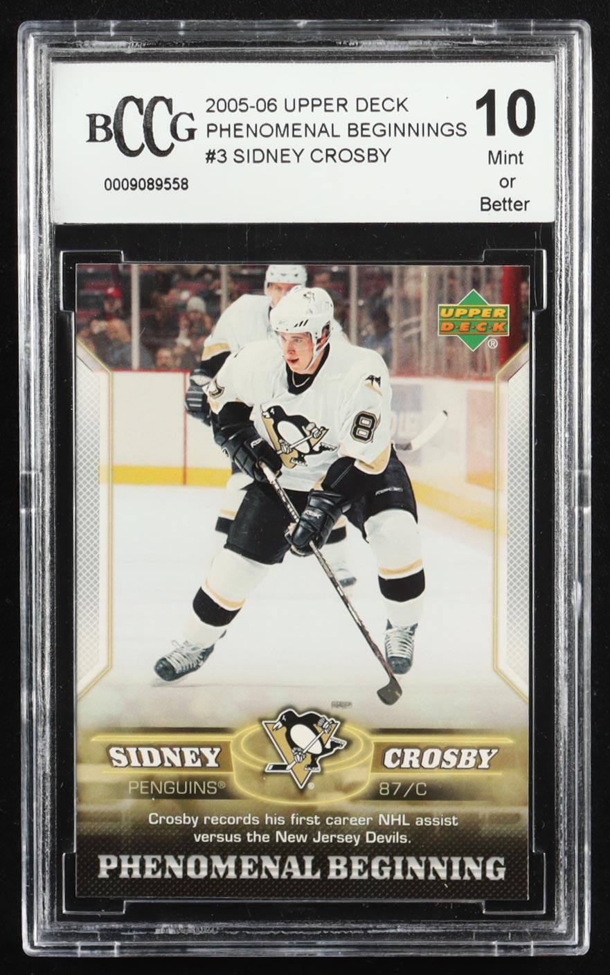 Sidney Crosby 2005-06 Upper Deck Phenomenal Beginnings #3 RC (BCCG 10) at PristineAuction.com Sidney Crosby 2005-06 Upper Deck Phenomenal Beginnings #3 RC (BCCG 10) at PristineAuction.com