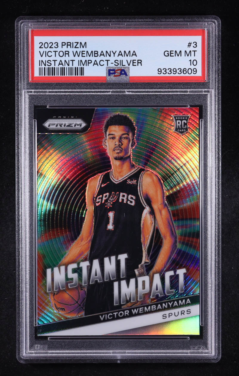 Victor Wembanyama 2023-24 Panini Instant Impact Silver Prizm #3 RC (PSA 10) at PristineAuction.com Victor Wembanyama 2023-24 Panini Instant Impact Silver Prizm #3 RC (PSA 10) at PristineAuction.com