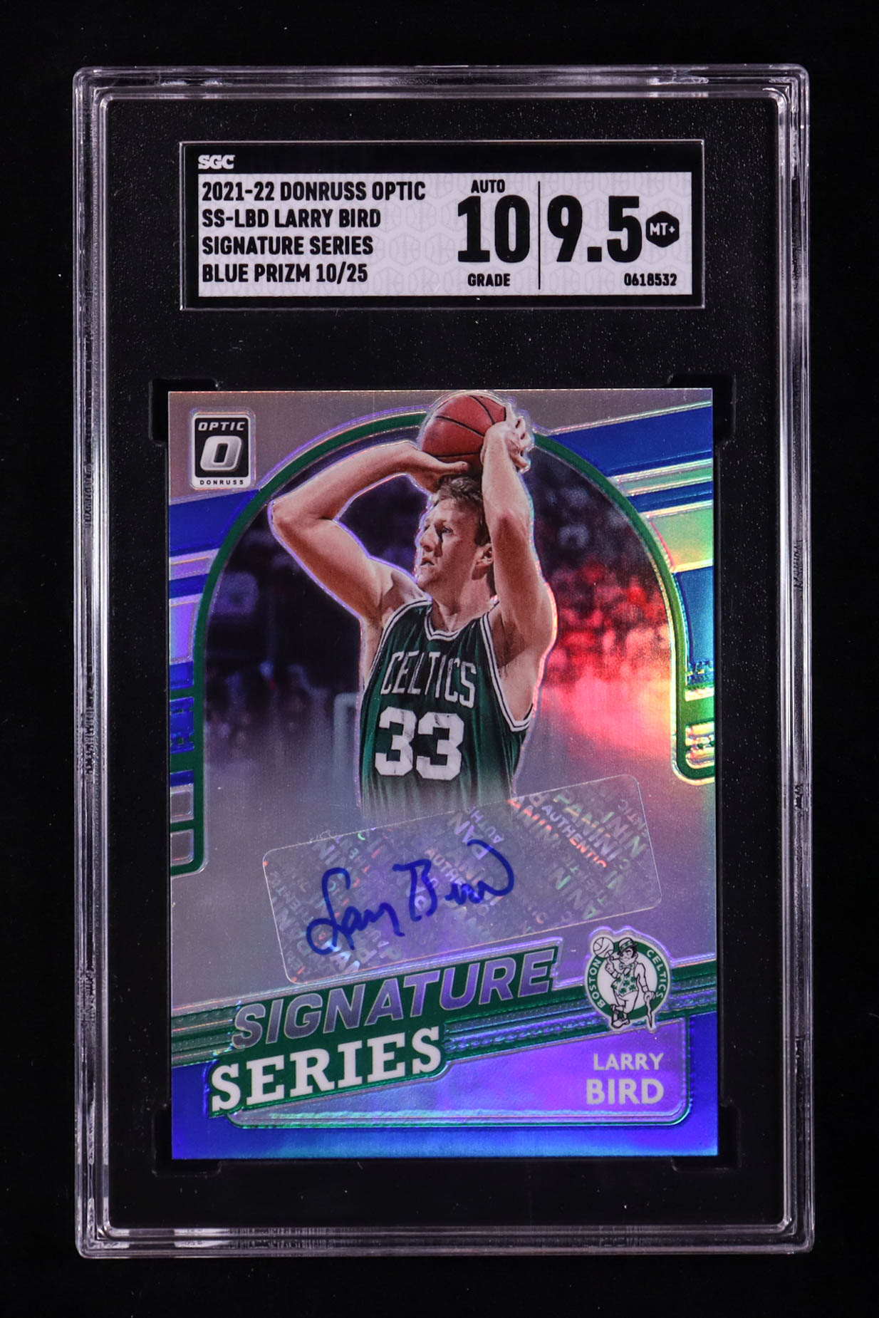 Larry Bird 2021-22 Donruss Optic Signature Series Blue #36 #10/25 (SGC 9.5 | Autograph Grade 10) at PristineAuction.com Larry Bird 2021-22 Donruss Optic Signature Series Blue #36 #10/25 (SGC 9.5 | Autograph Grade 10) at PristineAuction.com