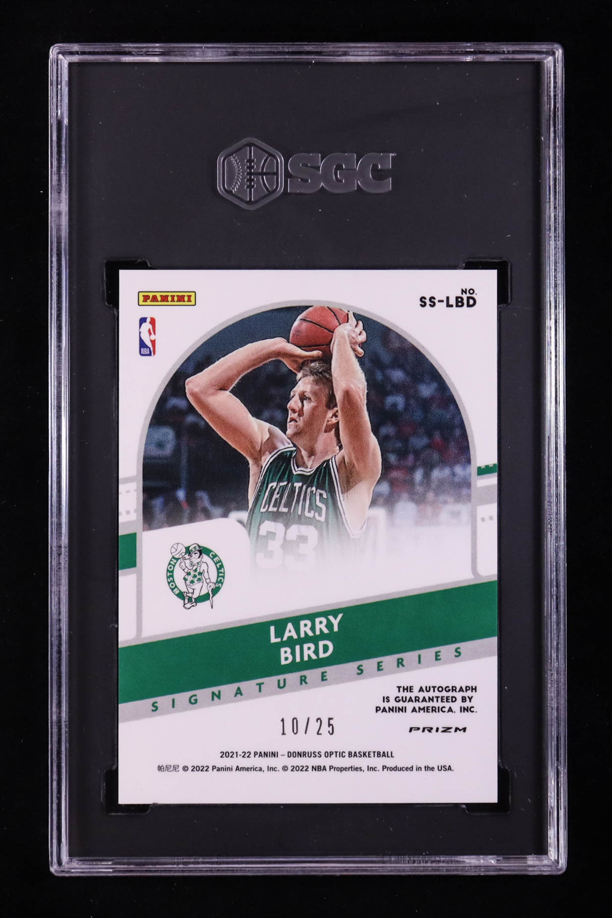 Larry Bird 2021-22 Donruss Optic Signature Series Blue #36 #10/25 (SGC 9.5 | Autograph Grade 10) at PristineAuction.com Larry Bird 2021-22 Donruss Optic Signature Series Blue #36 #10/25 (SGC 9.5 | Autograph Grade 10) at PristineAuction.com