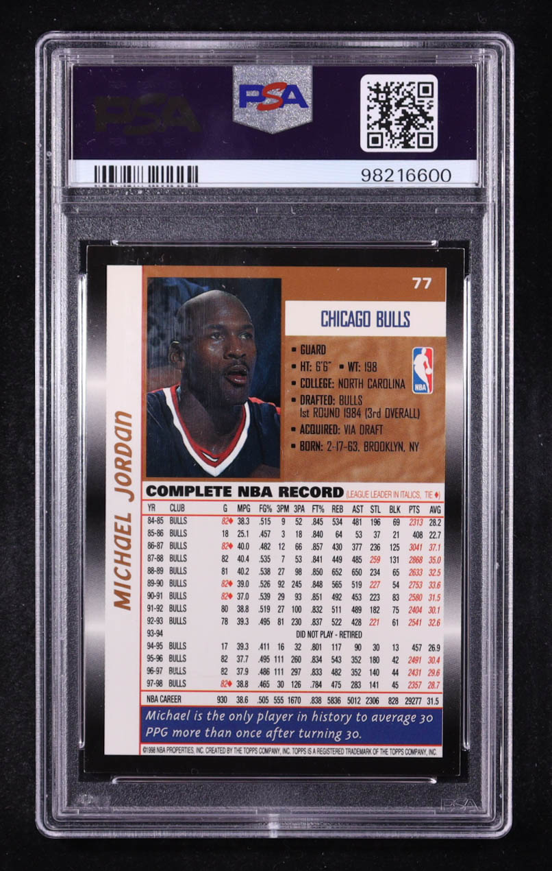 Michael Jordan 1998-99 Topps #77 (PSA 8) at PristineAuction.com Michael Jordan 1998-99 Topps #77 (PSA 8) at PristineAuction.com