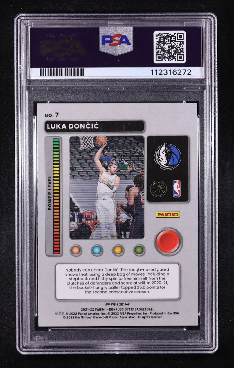 Luka Doncic 2021-22 Donruss Optic T-Minus 3...2...1... Purple #7 (PSA 8) at PristineAuction.com Luka Doncic 2021-22 Donruss Optic T-Minus 3...2...1... Purple #7 (PSA 8) at PristineAuction.com
