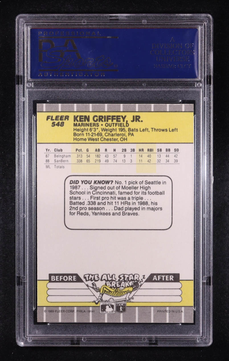 Ken Griffey Jr. 1989 Fleer #548 RC (PSA 9) at PristineAuction.com Ken Griffey Jr. 1989 Fleer #548 RC (PSA 9) at PristineAuction.com
