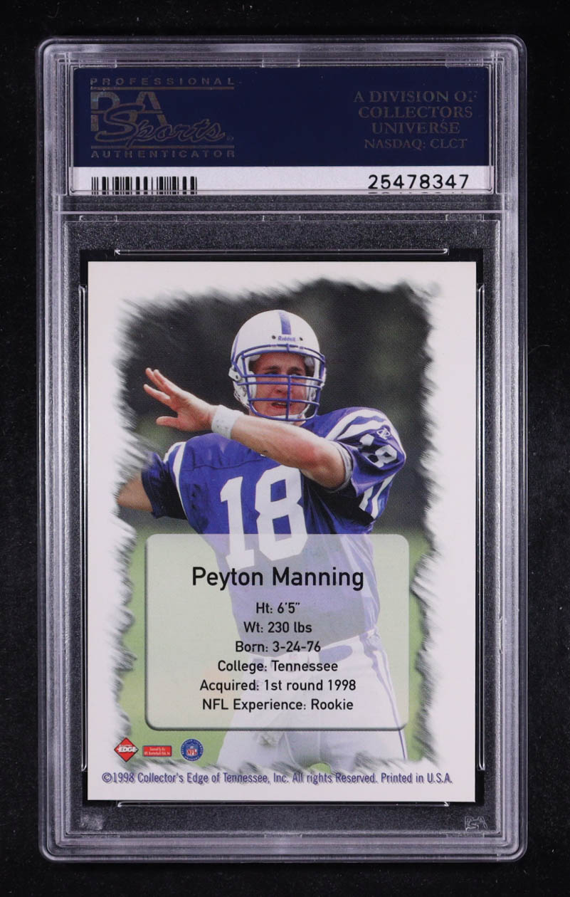 Peyton Manning 1998 Collector's Edge 1st Place Silver #5 RC (PSA 10) at PristineAuction.com Peyton Manning 1998 Collector's Edge 1st Place Silver #5 RC (PSA 10) at PristineAuction.com