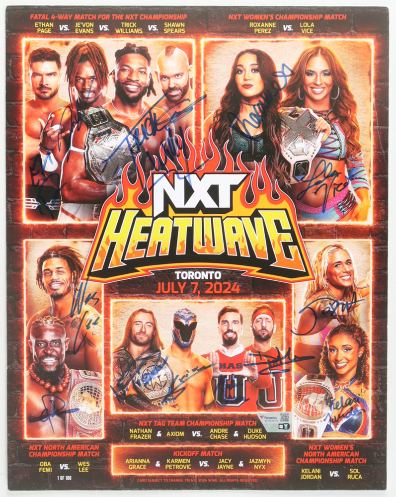 LE NXT 11x14 Photo Signed by (12) with Tony D'Angelo, Carmelo Hayes, Asuka, Kairi Sane #31/50 (Fanatics) at PristineAuction.com LE NXT 11x14 Photo Signed by (12) with Tony D'Angelo, Carmelo Hayes, Asuka, Kairi Sane #31/50 (Fanatics) at PristineAuction.com