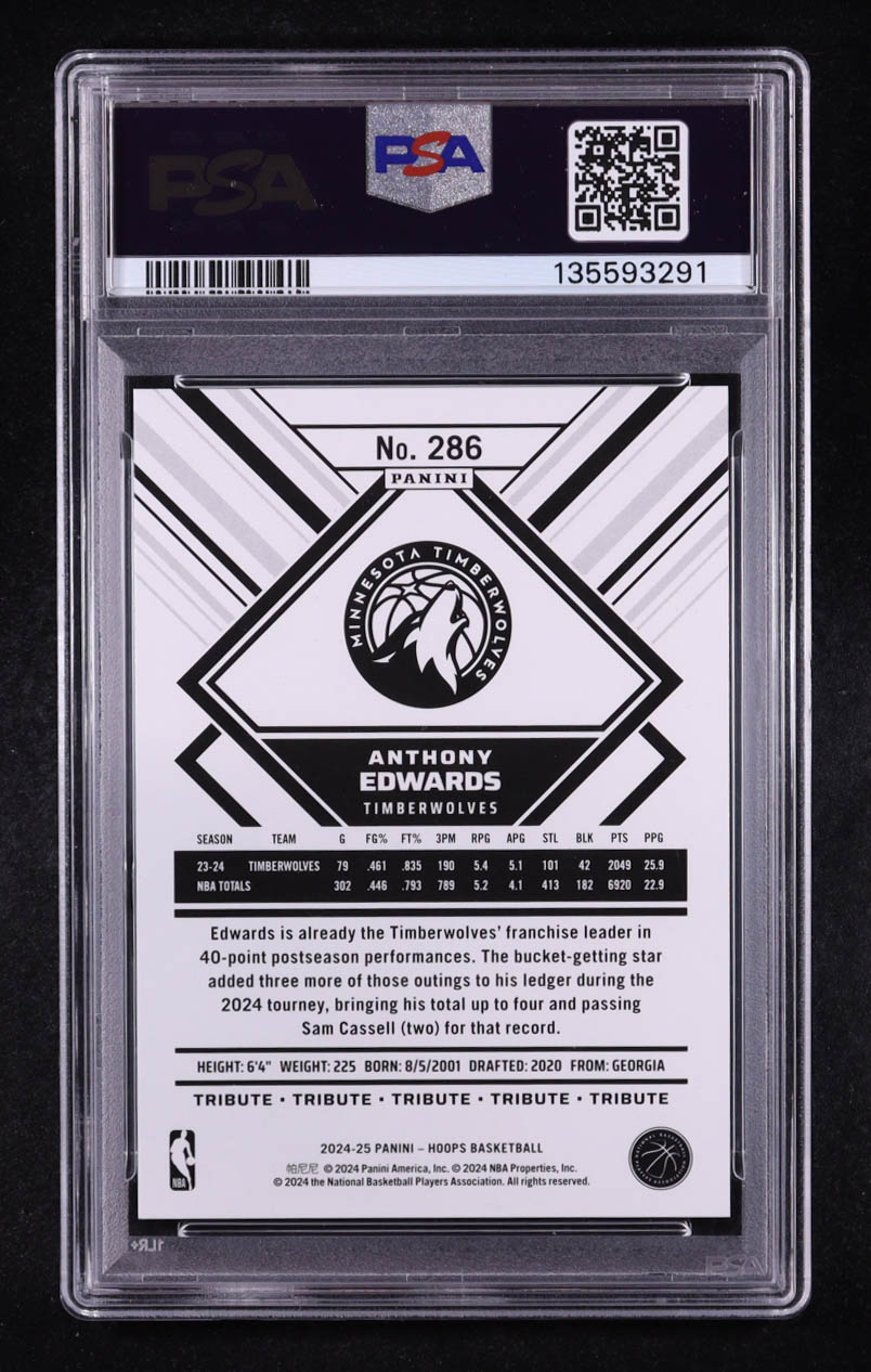 Anthony Edwards 2024-25 Hoops Blue Scope #286 #61/99 (PSA 9) at PristineAuction.com Anthony Edwards 2024-25 Hoops Blue Scope #286 #61/99 (PSA 9) at PristineAuction.com