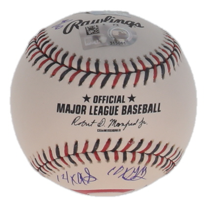 Johnny Bench Signed LE Reds Logo OML Baseball with Multiple Inscriptions (Fanatics & MLB) at PristineAuction.com Johnny Bench Signed LE Reds Logo OML Baseball with Multiple Inscriptions (Fanatics & MLB) at PristineAuction.com