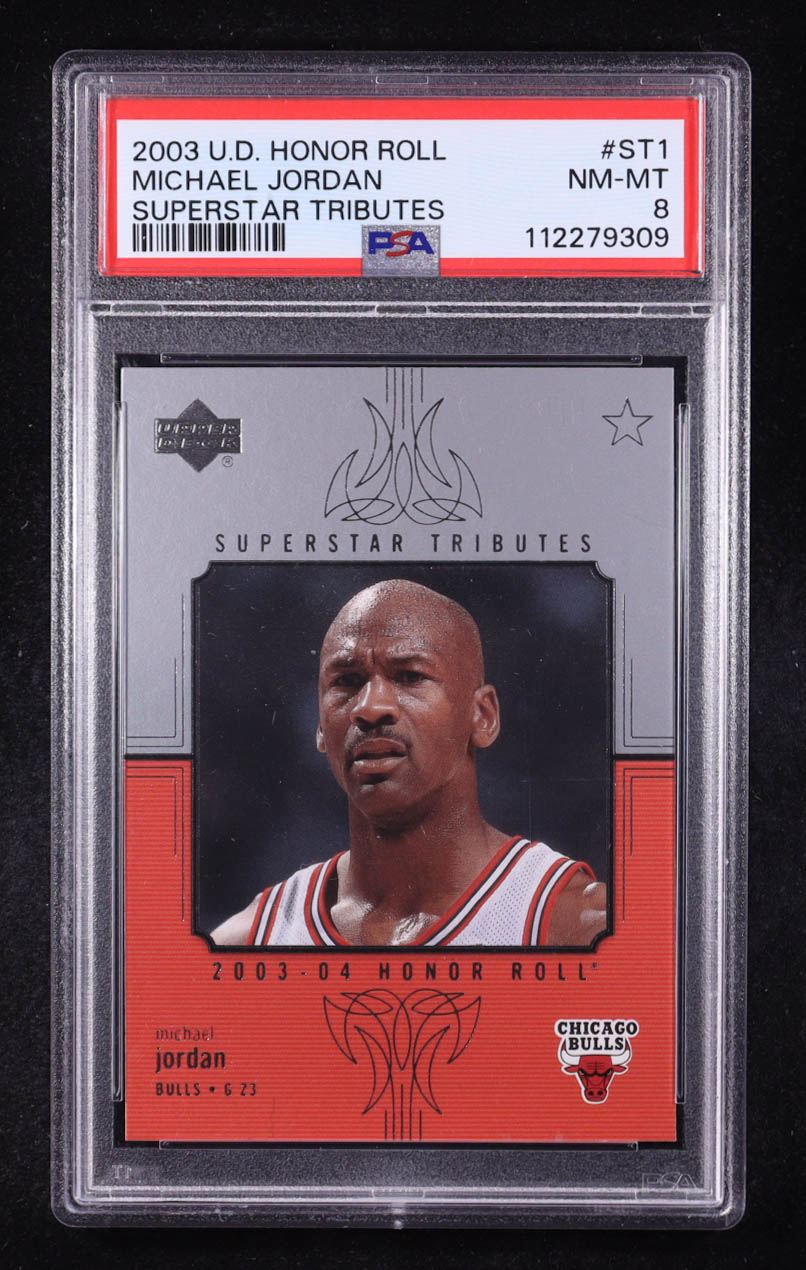 Michael Jordan 2003-04 Upper Deck Honor Roll Superstar Tributes #ST1 (PSA 8) at PristineAuction.com Michael Jordan 2003-04 Upper Deck Honor Roll Superstar Tributes #ST1 (PSA 8) at PristineAuction.com