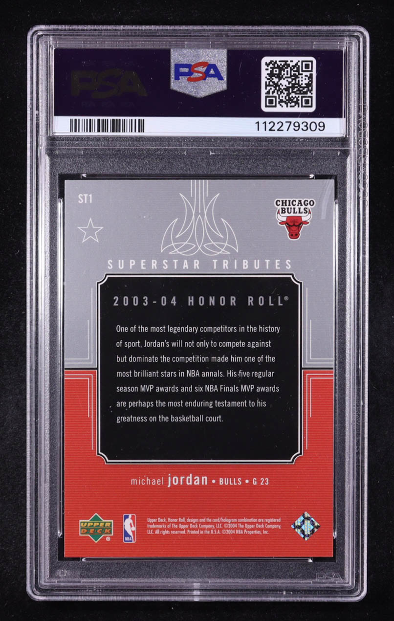 Michael Jordan 2003-04 Upper Deck Honor Roll Superstar Tributes #ST1 (PSA 8) at PristineAuction.com Michael Jordan 2003-04 Upper Deck Honor Roll Superstar Tributes #ST1 (PSA 8) at PristineAuction.com