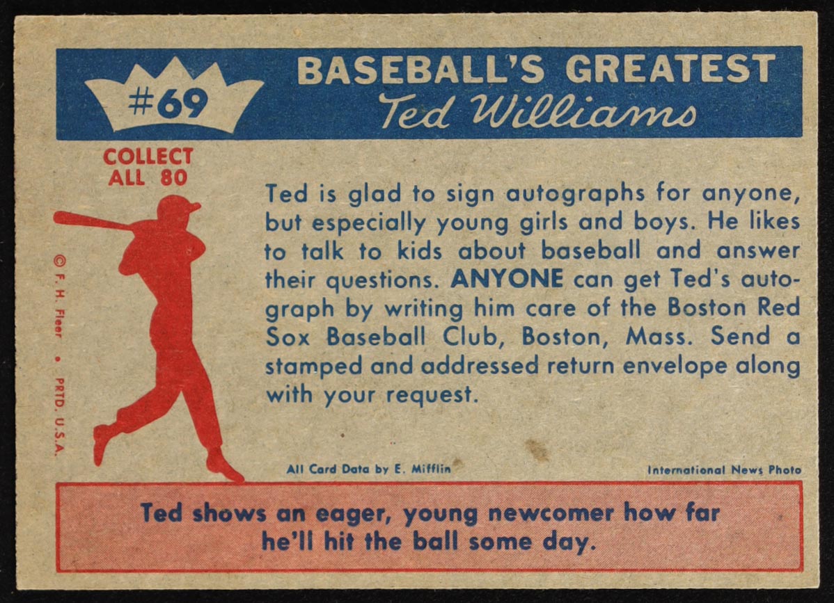 Ted Williams 1959 Fleer #69 / A Future Ted Williams? at PristineAuction.com Ted Williams 1959 Fleer #69 / A Future Ted Williams? at PristineAuction.com