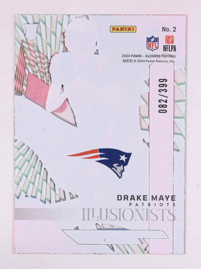 Drake Maye 2024 Panini Illusions Illusionists Pink #2 #082/399 RC at PristineAuction.com Drake Maye 2024 Panini Illusions Illusionists Pink #2 #082/399 RC at PristineAuction.com