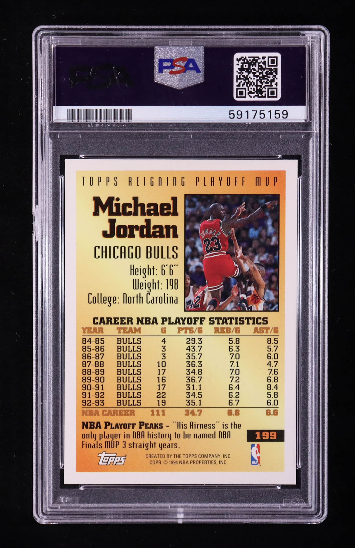 Michael Jordan 1993-94 Topps #199 FPM (PSA 9) at PristineAuction.com Michael Jordan 1993-94 Topps #199 FPM (PSA 9) at PristineAuction.com
