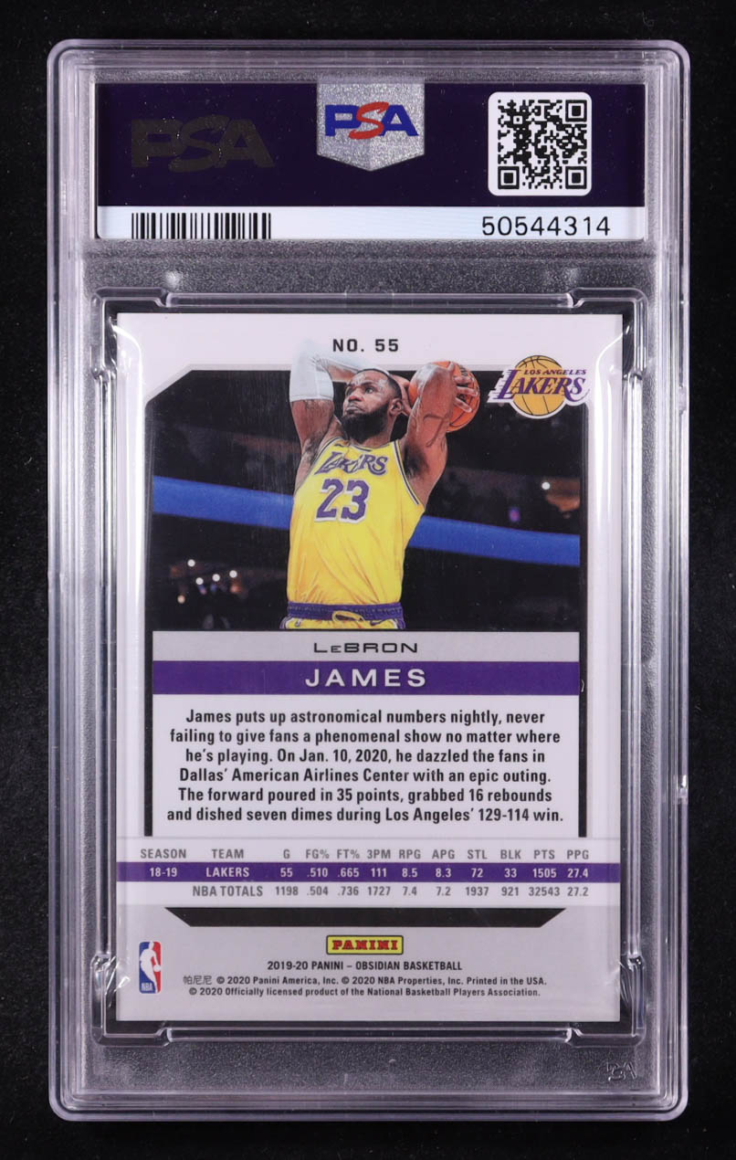 LeBron James 2019-20 Panini Obsidian #55 (PSA 9) at PristineAuction.com LeBron James 2019-20 Panini Obsidian #55 (PSA 9) at PristineAuction.com
