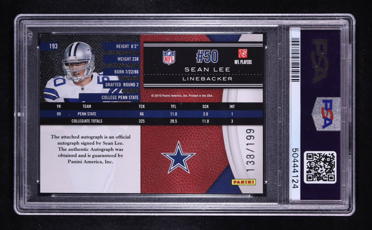 Sean Lee 2010 Panini Limited Monikers Phenoms Silver Auto #193 RC #138/199 (PSA 9) at PristineAuction.com Sean Lee 2010 Panini Limited Monikers Phenoms Silver Auto #193 RC #138/199 (PSA 9) at PristineAuction.com