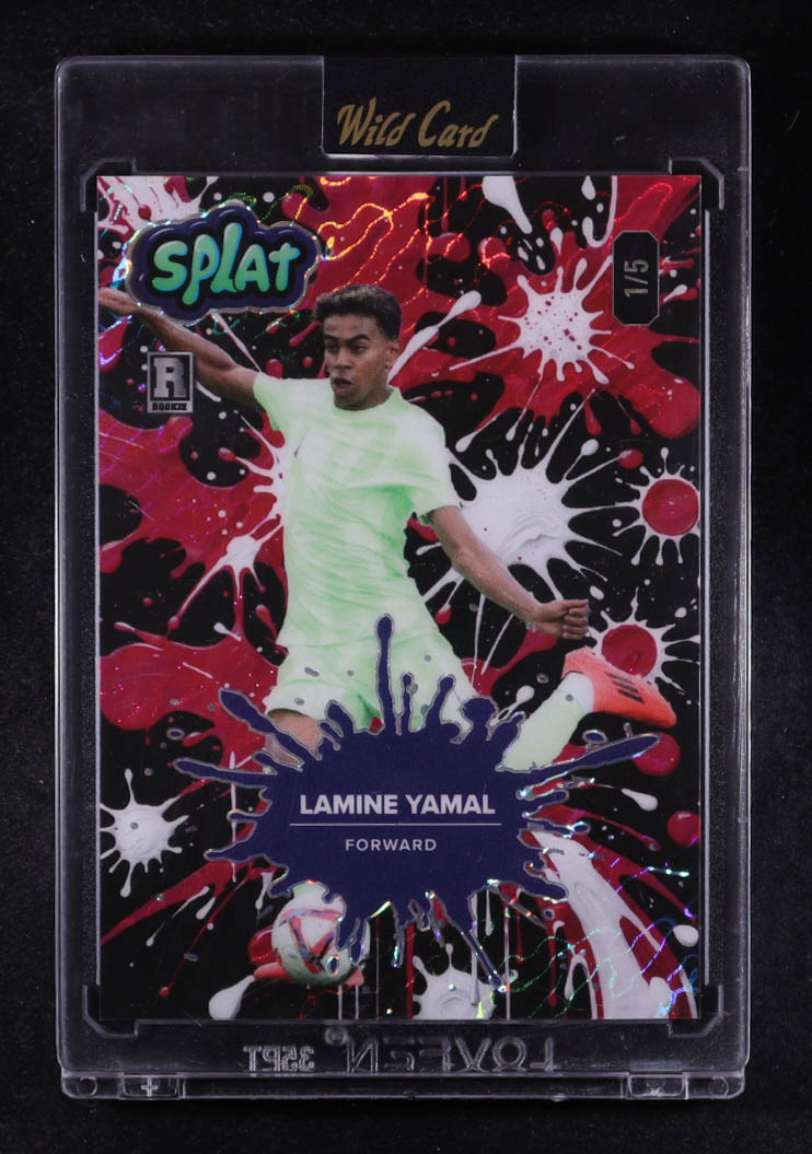 Lamine Yamal 2024 Wild Card Splat Background 2 Pink Island Foil #SBPNK02-LY5 #1/5 RC at PristineAuction.com Lamine Yamal 2024 Wild Card Splat Background 2 Pink Island Foil #SBPNK02-LY5 #1/5 RC at PristineAuction.com
