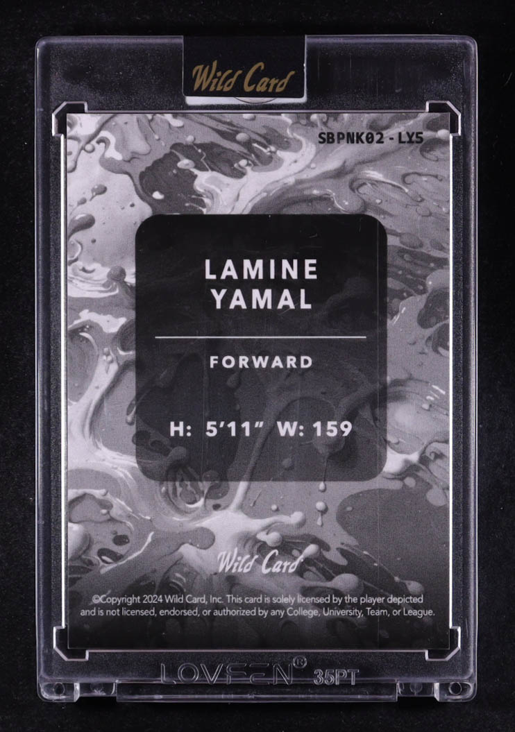 Lamine Yamal 2024 Wild Card Splat Background 2 Pink Island Foil #SBPNK02-LY5 #1/5 RC at PristineAuction.com Lamine Yamal 2024 Wild Card Splat Background 2 Pink Island Foil #SBPNK02-LY5 #1/5 RC at PristineAuction.com