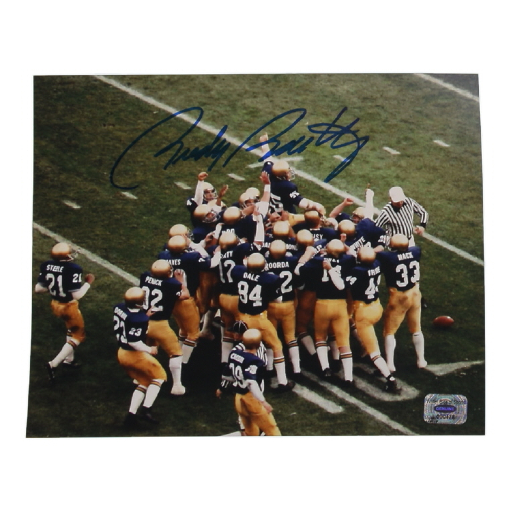 Rudy Ruettiger Signed Notre Dame Fighting Irish 8x10 Photo (Wilder) at PristineAuction.com
