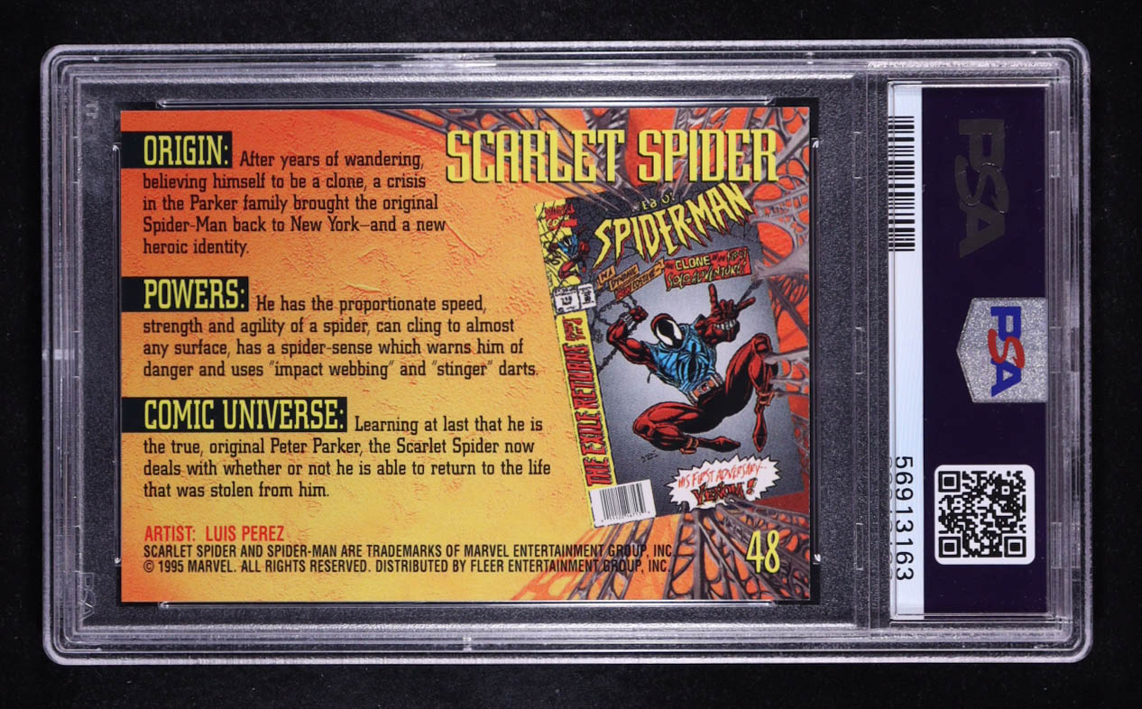 Scarlet Spider 1996 Fleer Ultra Spider-Man Premier #48 (PSA 9) at PristineAuction.com Scarlet Spider 1996 Fleer Ultra Spider-Man Premier #48 (PSA 9) at PristineAuction.com