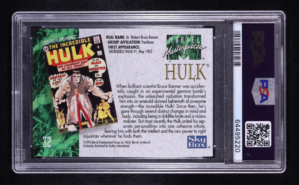 Hulk 1992 Skybox Marvel Masterpieces #32 (PSA 8) at PristineAuction.com Hulk 1992 Skybox Marvel Masterpieces #32 (PSA 8) at PristineAuction.com