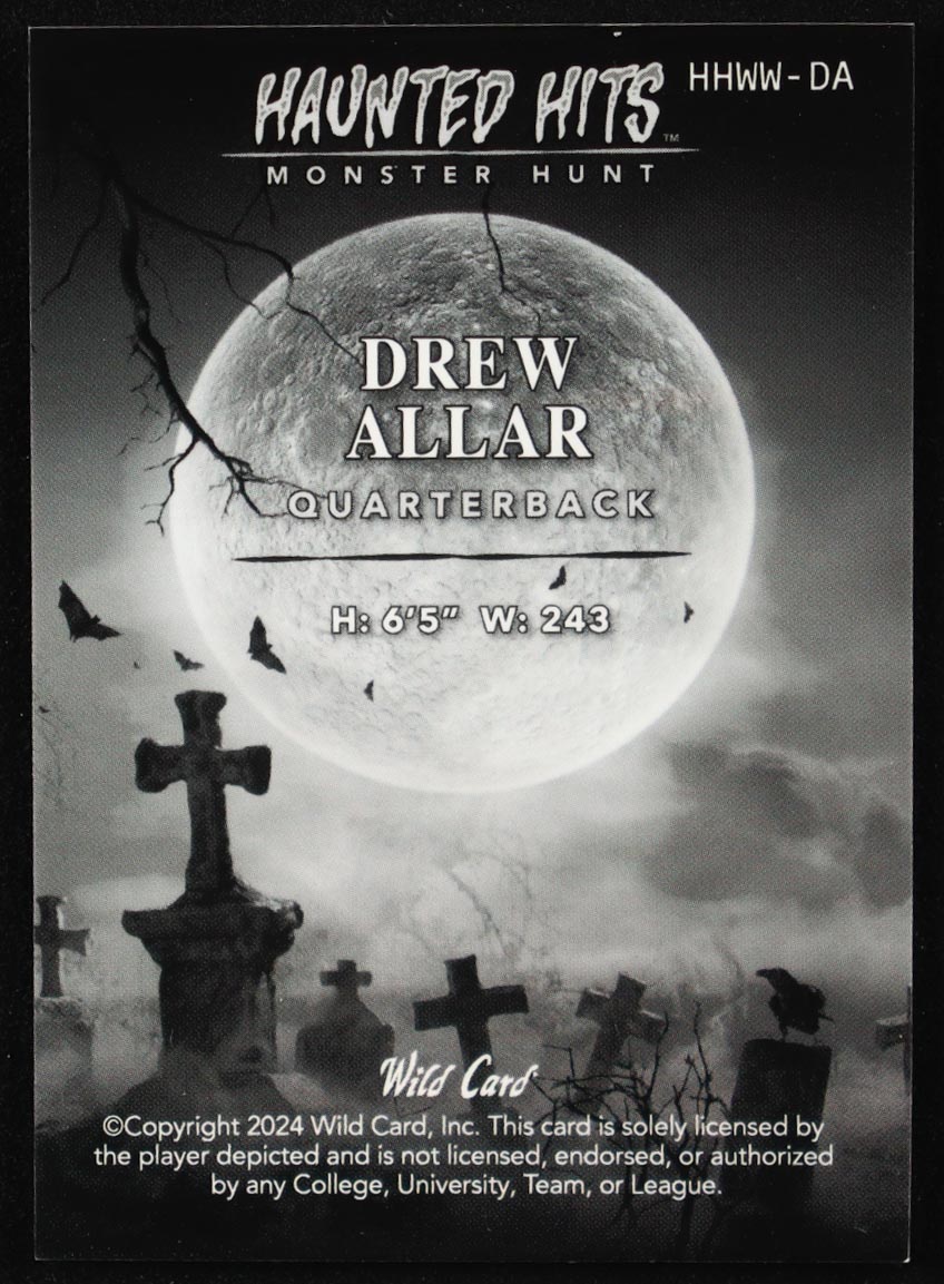 Drew Allar 2024 Wild Card Haunted Hits Monster Hunt Werewolf Holo #HHWWDA #1/2 RC at PristineAuction.com Drew Allar 2024 Wild Card Haunted Hits Monster Hunt Werewolf Holo #HHWWDA #1/2 RC at PristineAuction.com