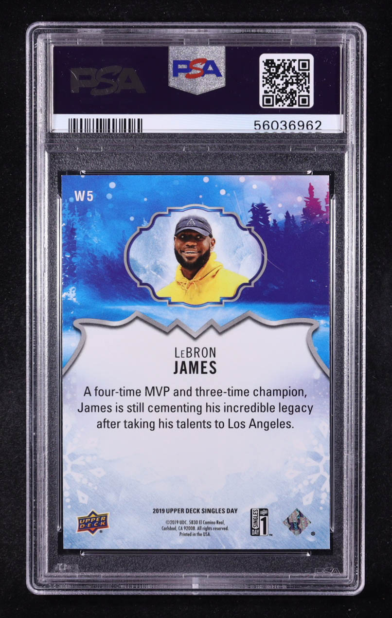 LeBron James 2019 Upper Deck Singles Day Winter Green #W5 #58/99 (PSA 9) at PristineAuction.com LeBron James 2019 Upper Deck Singles Day Winter Green #W5 #58/99 (PSA 9) at PristineAuction.com