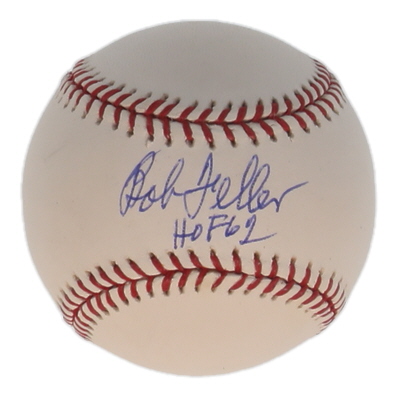 Bob Feller Signed OML Baseball Inscribed "HOF 62" (PSA) at PristineAuction.com Bob Feller Signed OML Baseball Inscribed "HOF 62" (PSA) at PristineAuction.com