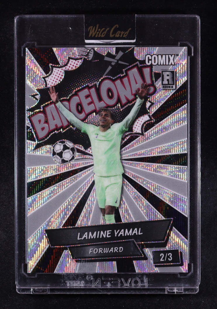 Lamine Yamal 2024 Wild Card Comix BARCELONA! Silver Wave #ACBLB-LY04 #2/3 RC at PristineAuction.com Lamine Yamal 2024 Wild Card Comix BARCELONA! Silver Wave #ACBLB-LY04 #2/3 RC at PristineAuction.com