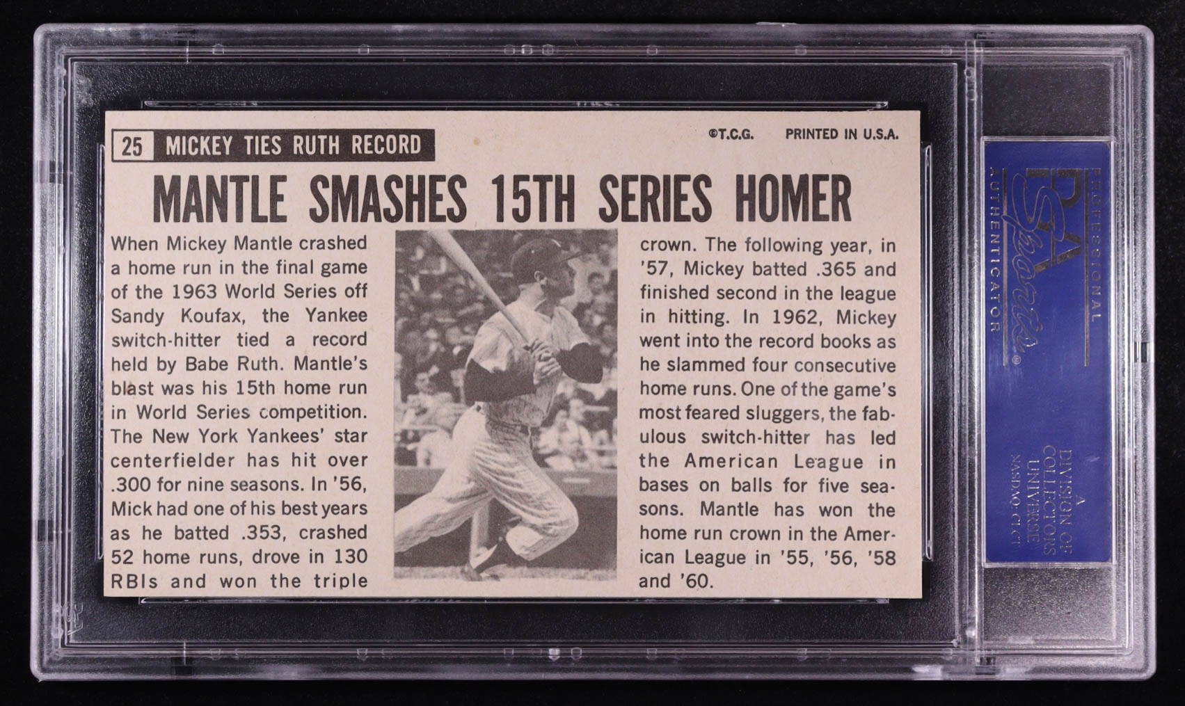 Mickey Mantle 1964 Topps Giants #25 (PSA 6) at PristineAuction.com Mickey Mantle 1964 Topps Giants #25 (PSA 6) at PristineAuction.com