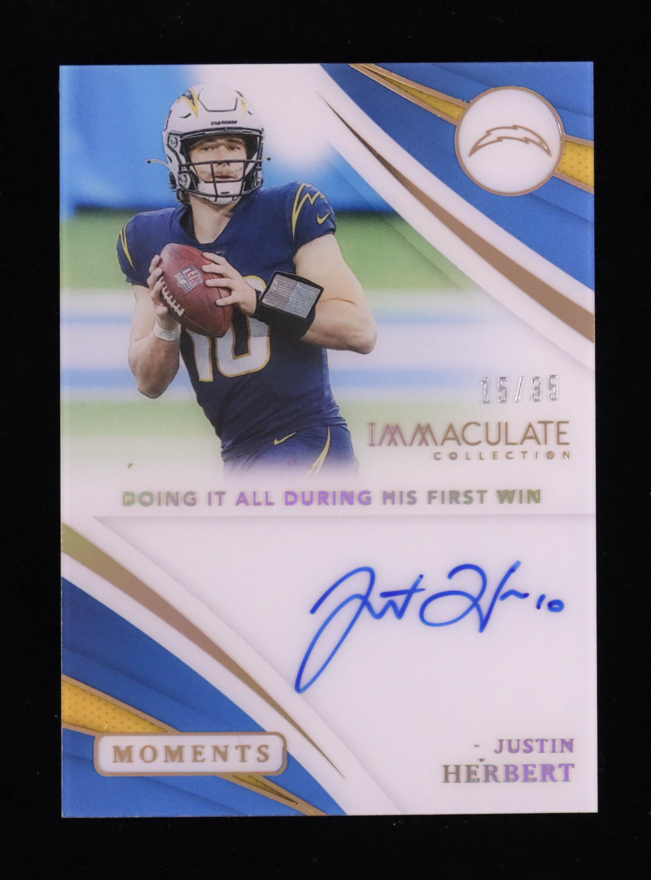 Justin Herbert 2021 Immaculate Collection Immaculate Moments Autographs #15 #15/35 at PristineAuction.com Justin Herbert 2021 Immaculate Collection Immaculate Moments Autographs #15 #15/35 at PristineAuction.com
