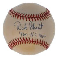 Dick Groat Signed ONL Baseball Inscribed "1960 N.L. MVP" (JSA) at PristineAuction.com
