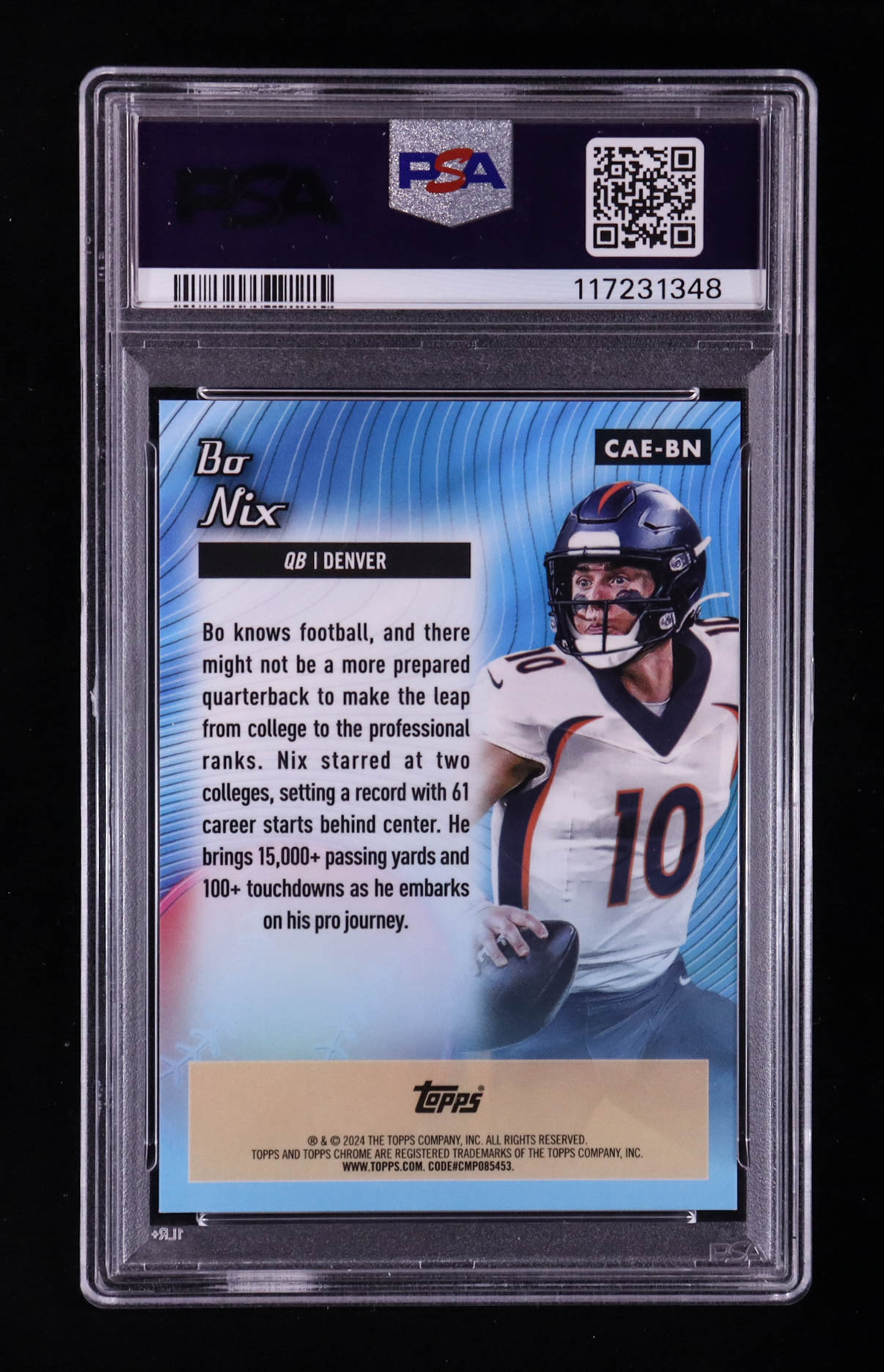 Bo Nix 2024 Topps Chrome All-Etch-Gold Refractor #CAE-BN RC #45/50 (PSA 10) at PristineAuction.com Bo Nix 2024 Topps Chrome All-Etch-Gold Refractor #CAE-BN RC #45/50 (PSA 10) at PristineAuction.com