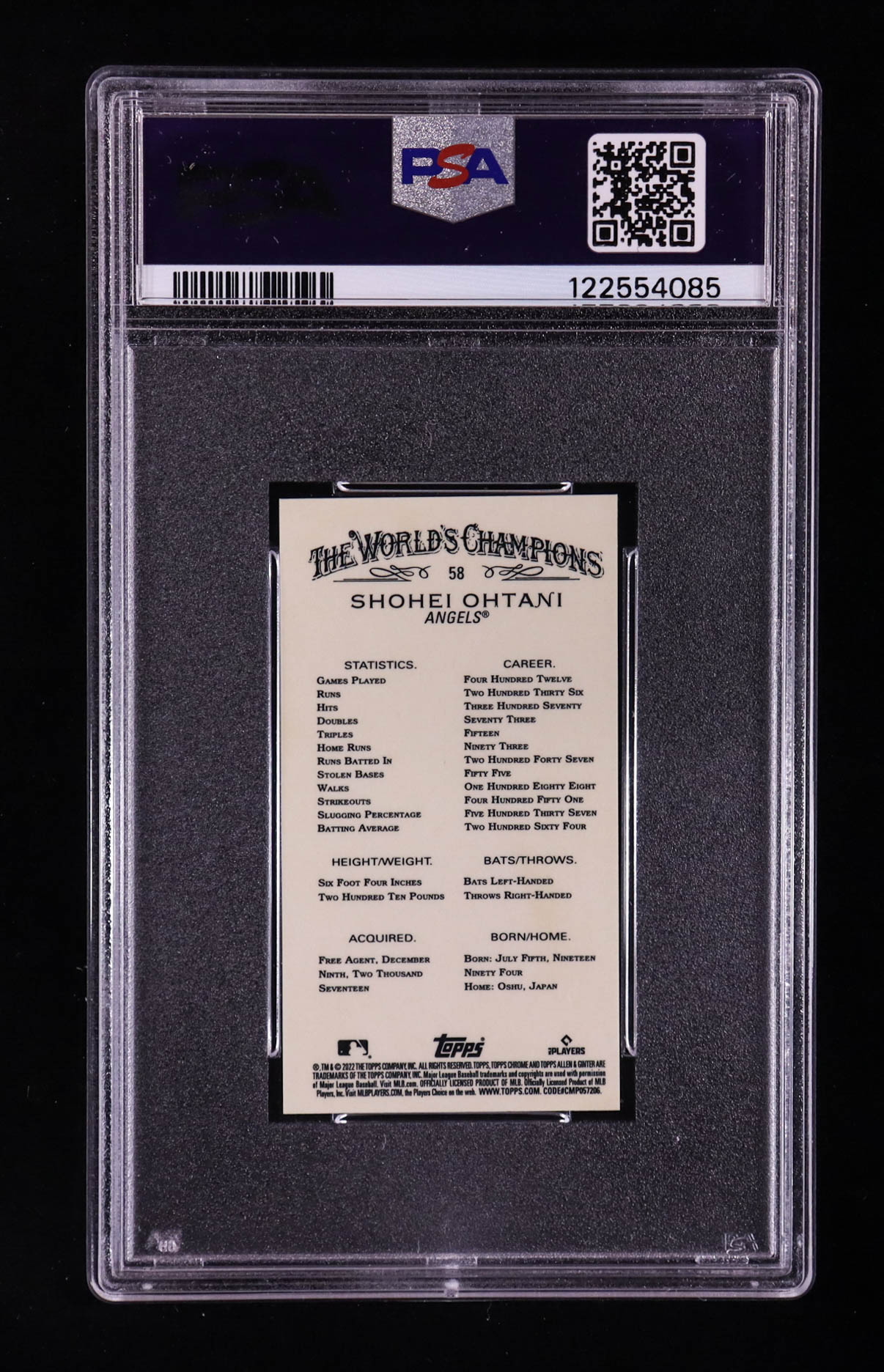Shohei Ohtani 2022 Topps Chrome Allen & Ginter Mini #58 (PSA 10) at PristineAuction.com Shohei Ohtani 2022 Topps Chrome Allen & Ginter Mini #58 (PSA 10) at PristineAuction.com