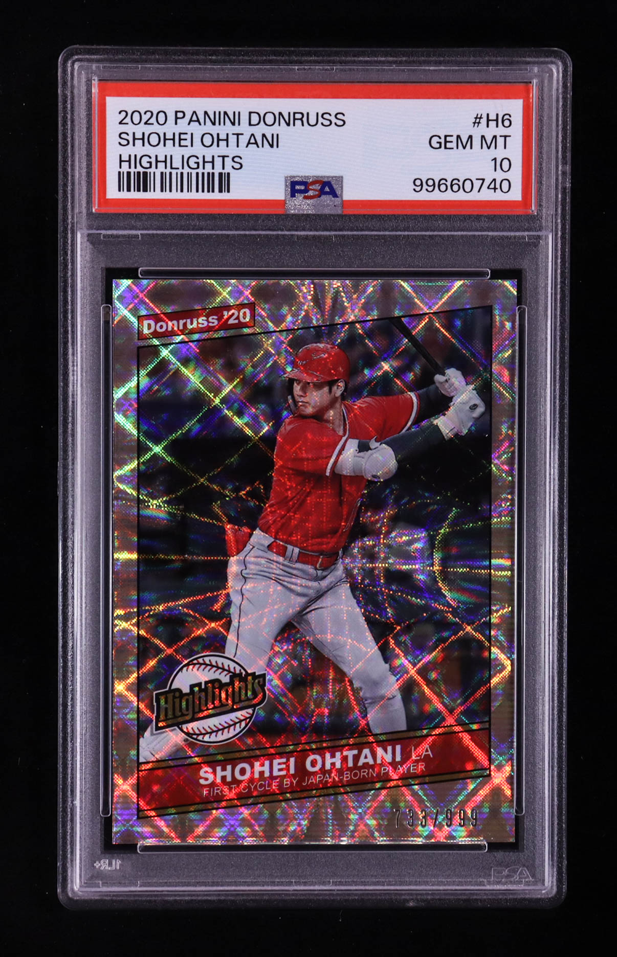 Shohei Ohtani 2020 Panini Donruss Highlights #H-6 #733/999 (PSA 10) at PristineAuction.com Shohei Ohtani 2020 Panini Donruss Highlights #H-6 #733/999 (PSA 10) at PristineAuction.com