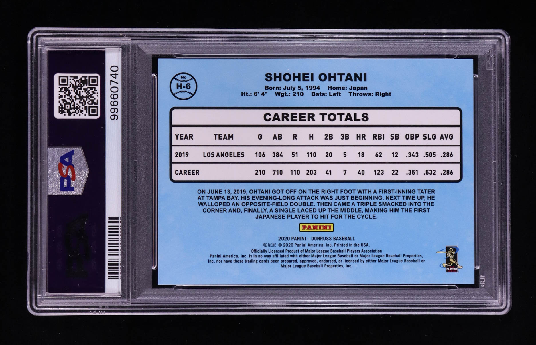 Shohei Ohtani 2020 Panini Donruss Highlights #H-6 #733/999 (PSA 10) at PristineAuction.com Shohei Ohtani 2020 Panini Donruss Highlights #H-6 #733/999 (PSA 10) at PristineAuction.com
